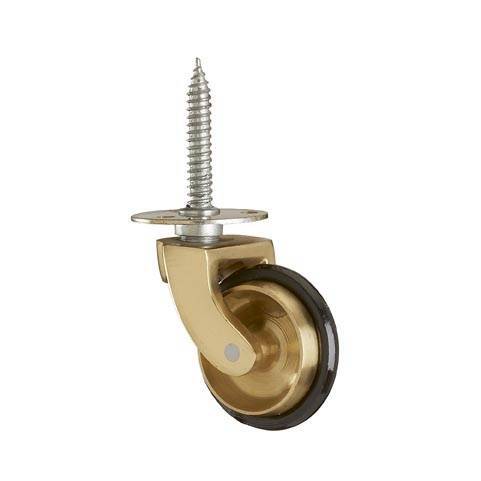 Brass Castor with Rubber Tyre Wheel and Screw Plate